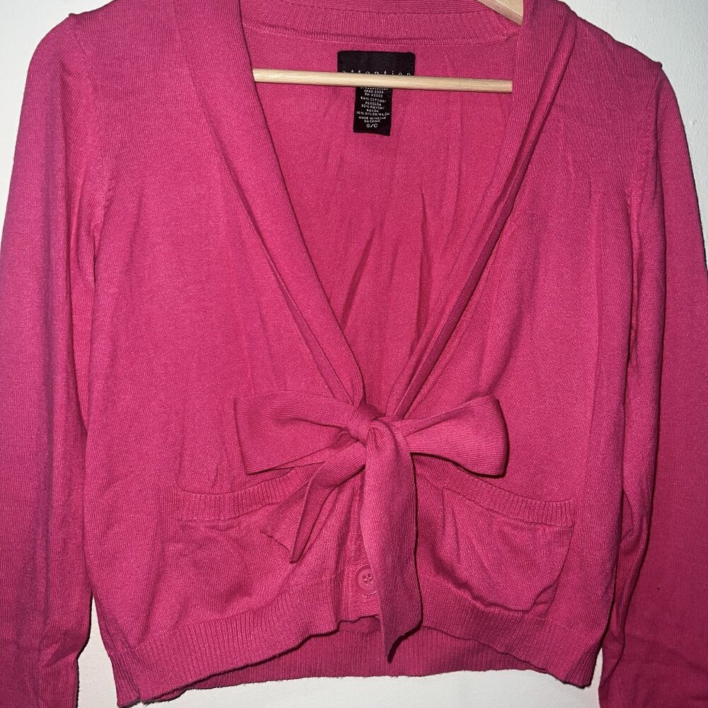 Small Pink Cardigan Tie-front